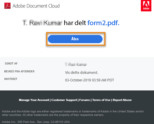 Modtaget link i mail