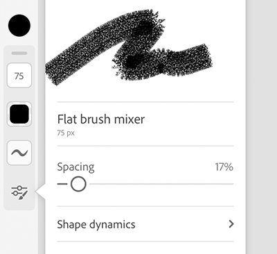 Liveforhåndsvisningen ændres, mens du finjusterer mixerpenselindstillingerne