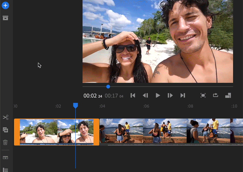 Højreklik på klippet i tidslinjen og vælg Adskil lyd. 