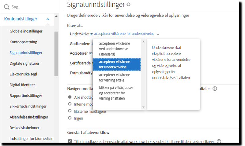 Udtrykkeligt samtykke ved underskrivelse af indstilling