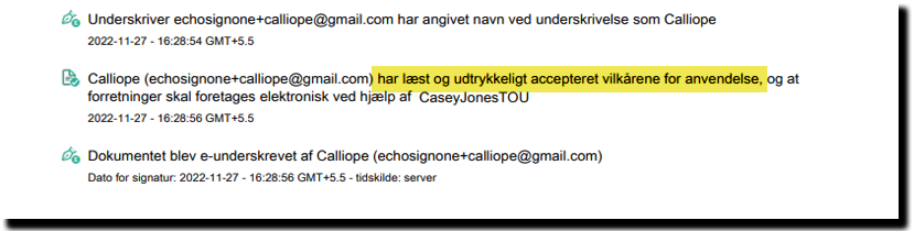 Udtrykkeligt samtykke med klik gennem revisionsloggen