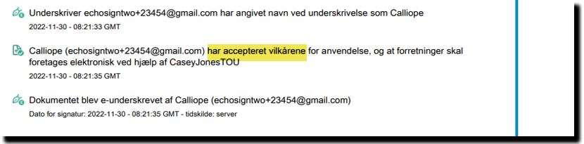Udtrykkeligt samtykke ved underskrivelse i revisionsloggen