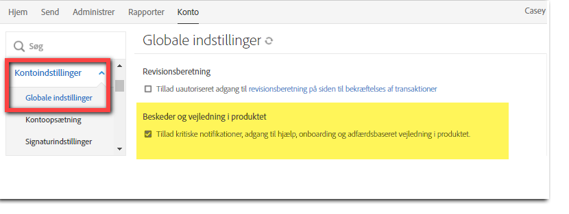 I produktmeddelelseskontroller