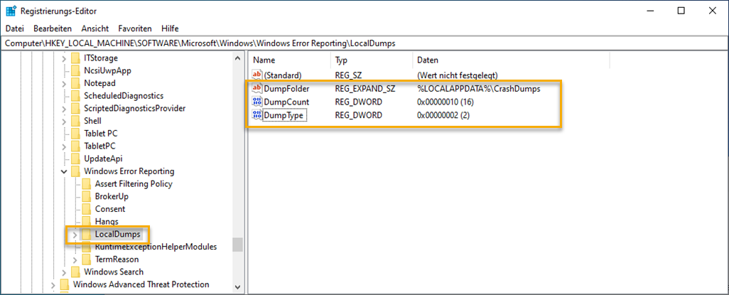 Lokaler Dump-Schlüssel