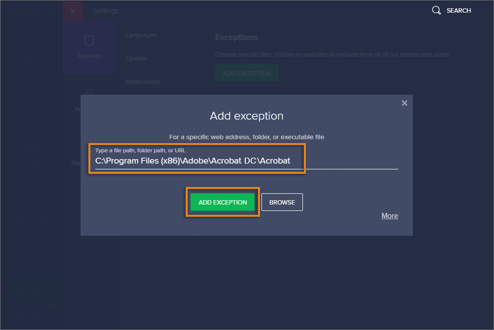 Pfad zum Acrobat-Ordner
