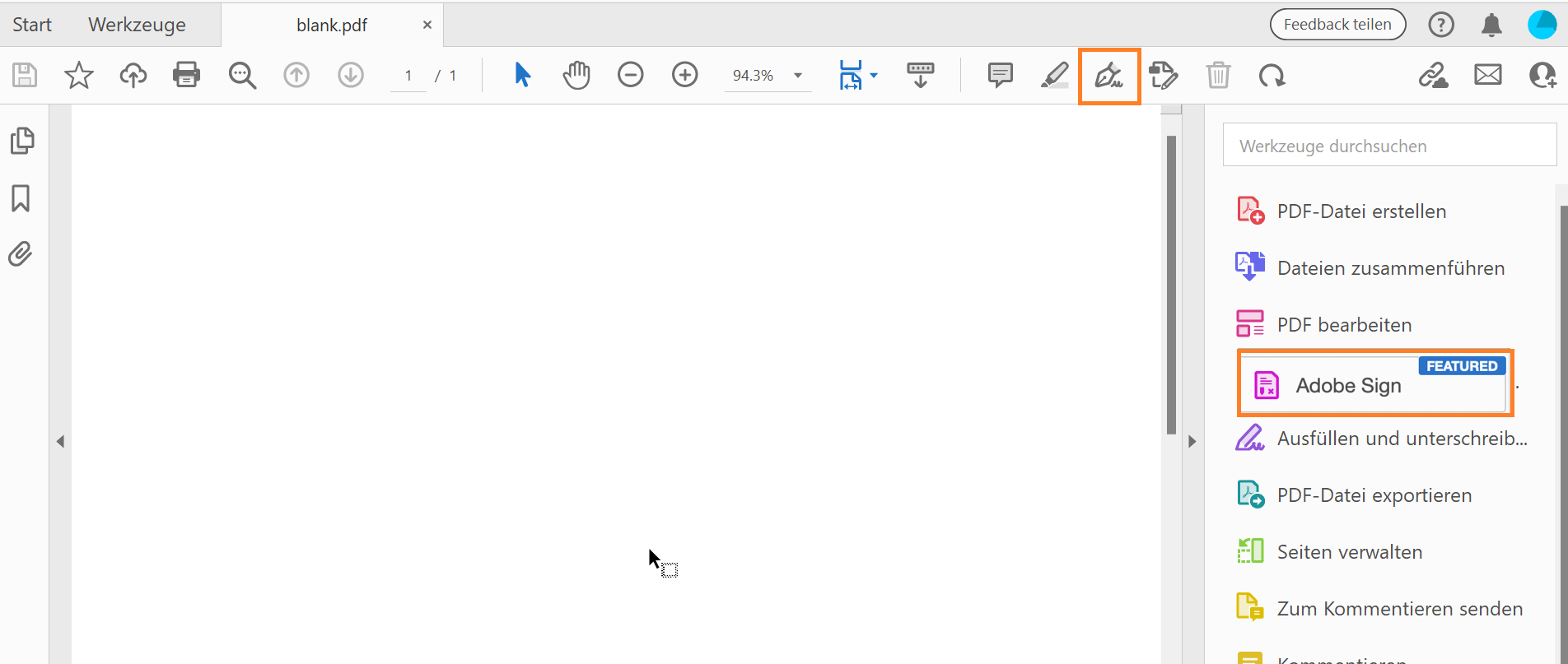 Werkzeug zum globalen Signieren