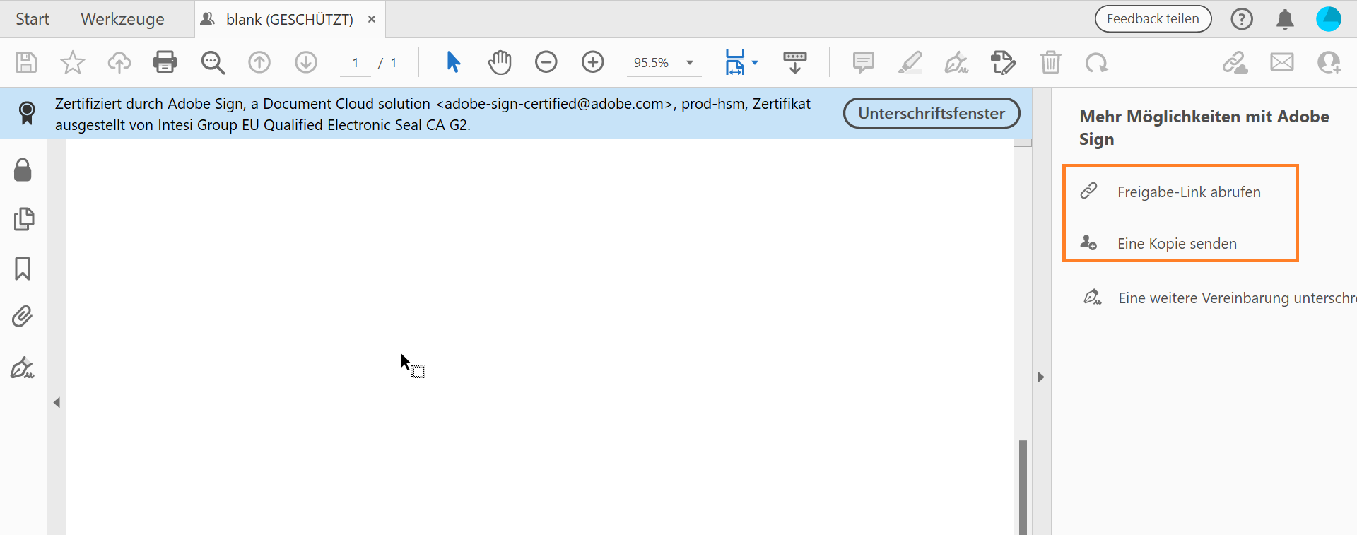 Freigeben des gesicherten Dokuments