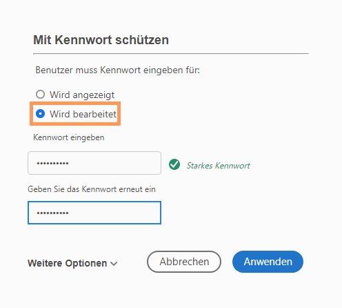 Bearbeitung beschränken