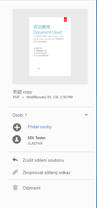 Aktionen für zum Anzeigen freigegebene Dateien
