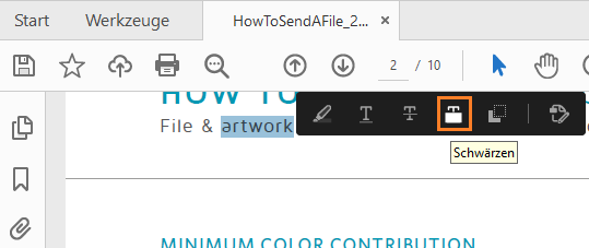 Schwärzen aus dem überlagerten Menü