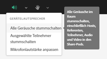 Tooltips für Meetingraum-Menüelemente