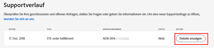 Details im Supportverlauf anzeigen