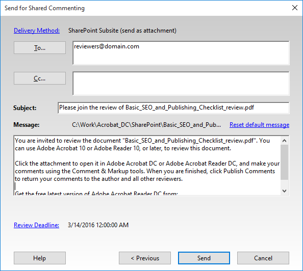 Add reviewers and send