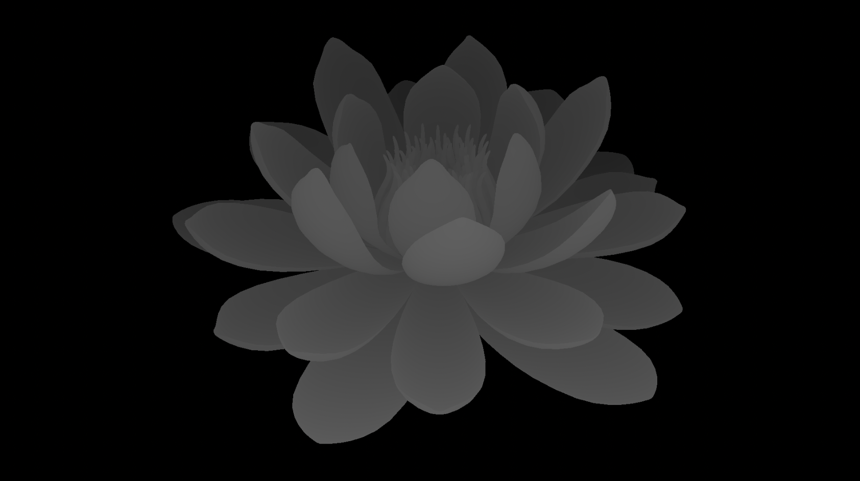 A lotus suspended in the air with depth map added.