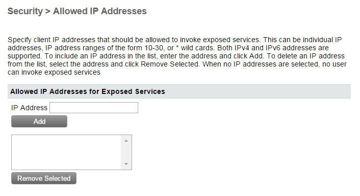 Allowed IP addresses