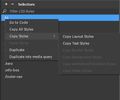 Copy and paste styles