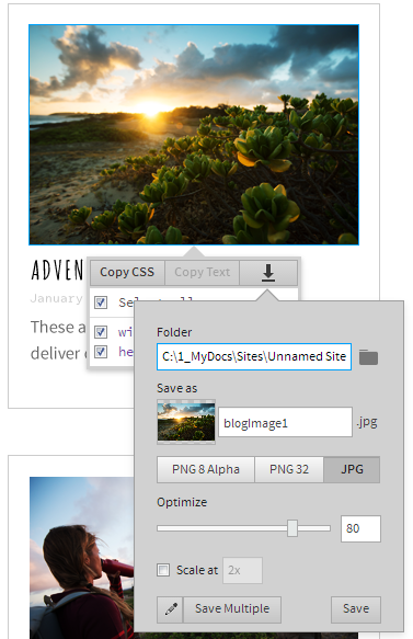Extracting image using the Extract Asset icon