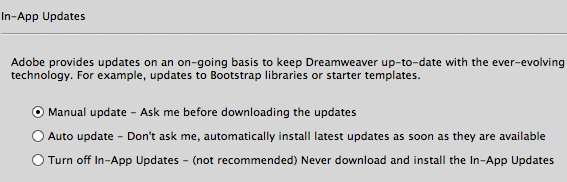 In-App update preferences