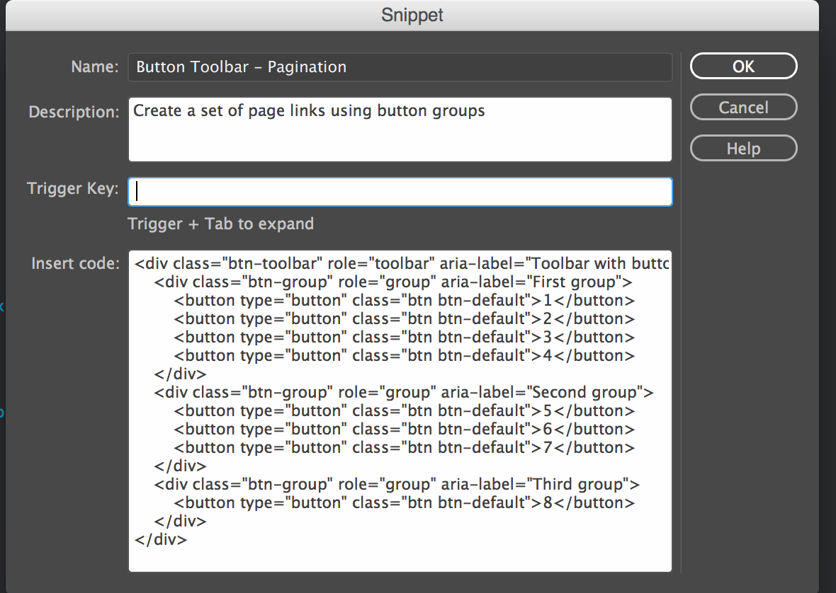 Creating a code snippet with enough description makes it easy to identify for later reuse