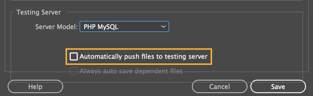 Disabling auto-push of dynamic files