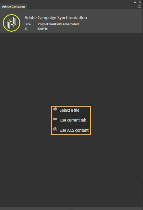 Opening an Adobe Campaign template in Dreamweaver