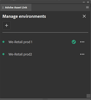 Manage environments view