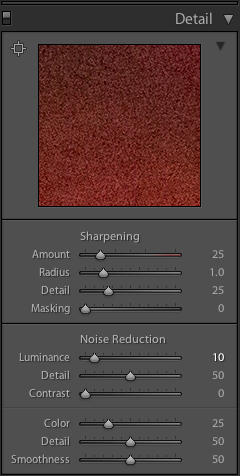 Lightroom Classic CC Detail panel of the Develop module