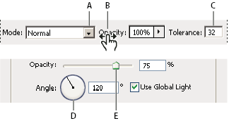 Photoshop Enter values in panels, dialog boxes, and the options bar