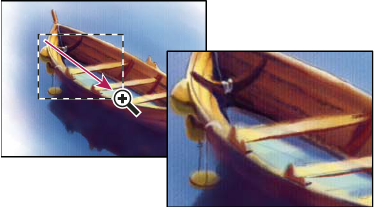 Utilizzo dello strumento zoom per ingrandire in Photoshop