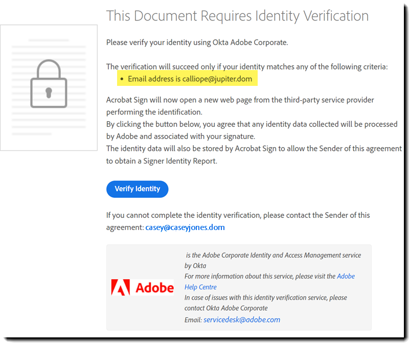 The challenge page for Digital Identity authentication when Identity Checking is required but alternate emails are not allowed