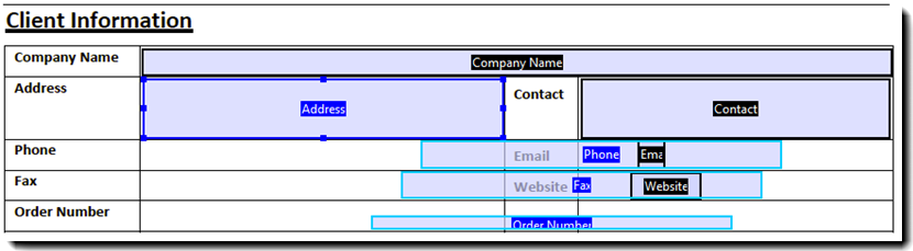 Fields with matching widths