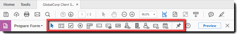 Acrobat for Adobe Sign toolbar
