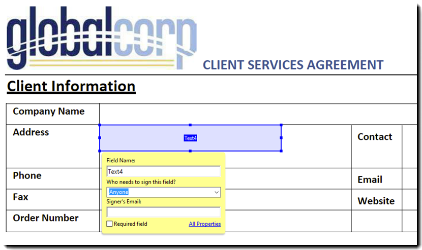 Placed Field properties