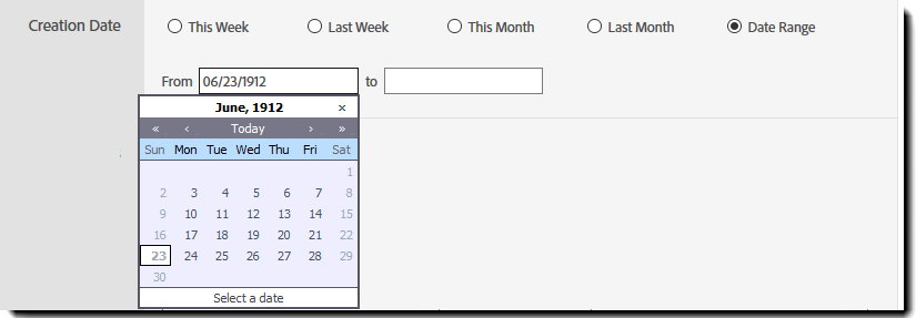 Report parameter - Creation Date