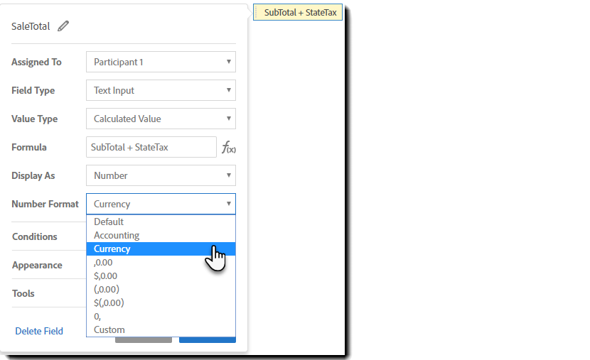 Champ de format numérique