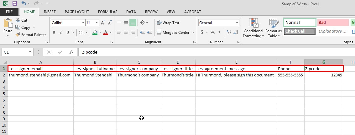 Information tags in CSV