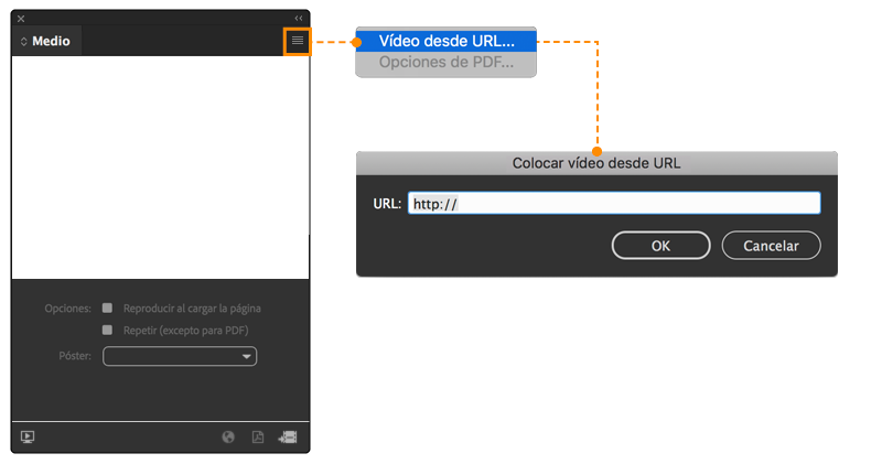 Cuadro de diálogo Colocar vídeo a partir de URL