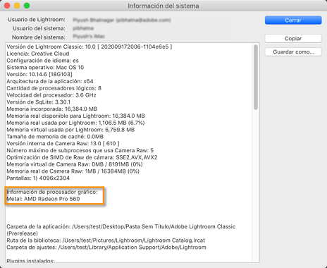 Solución de problemas sobre la GPU de Lightroom