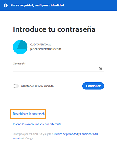 Restablecer la contraseña