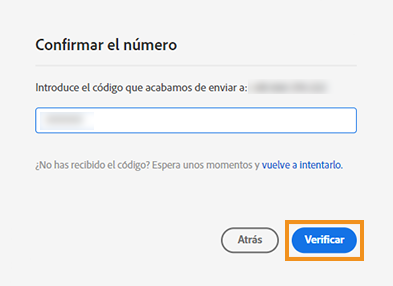 Introducir el código de verificación