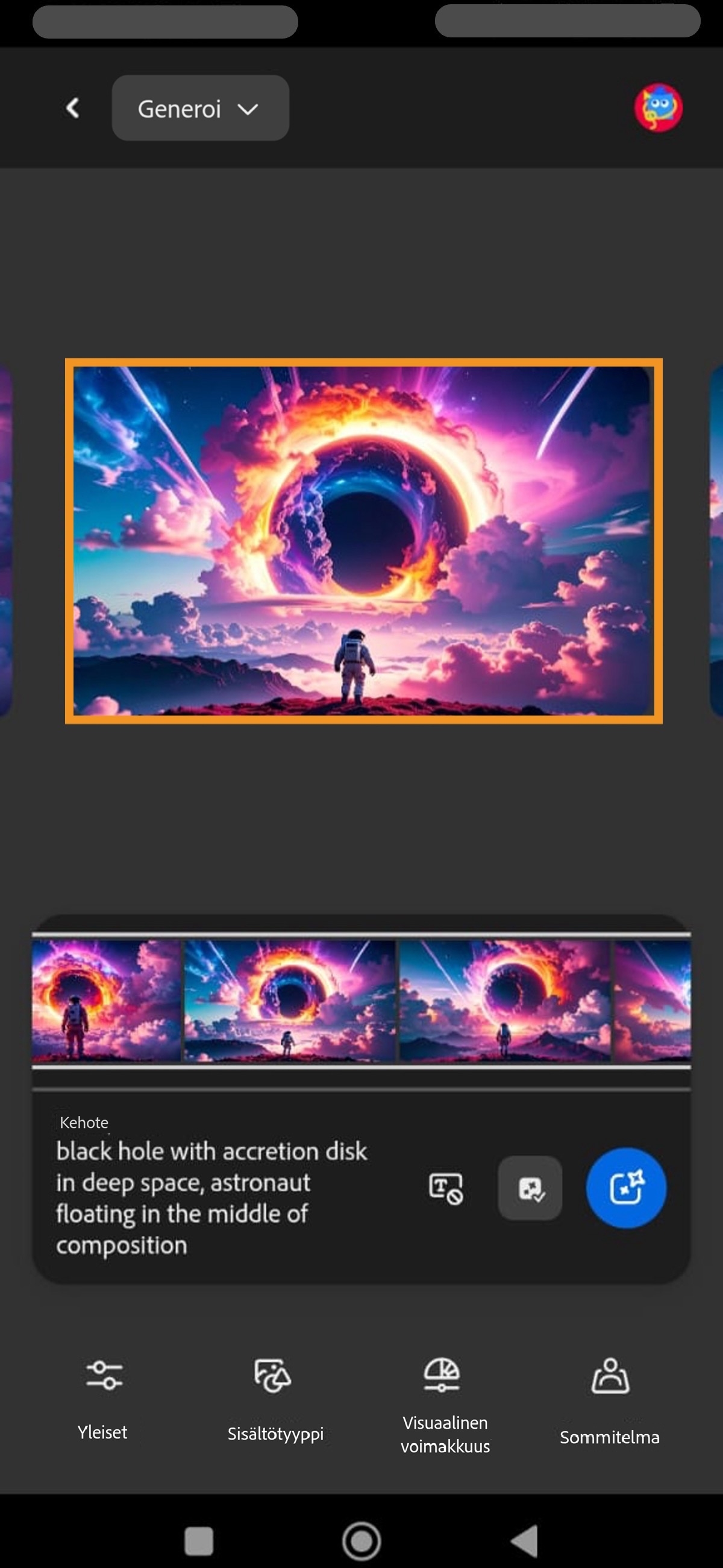 Sommittelultaan viitekuvan kaltaiset kuvavariaatiot tulevat näkyviin. 