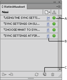 Ristiviittaukset-paneeli