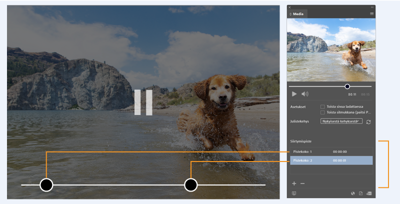 Määritä mediatiedoston navigointipisteet