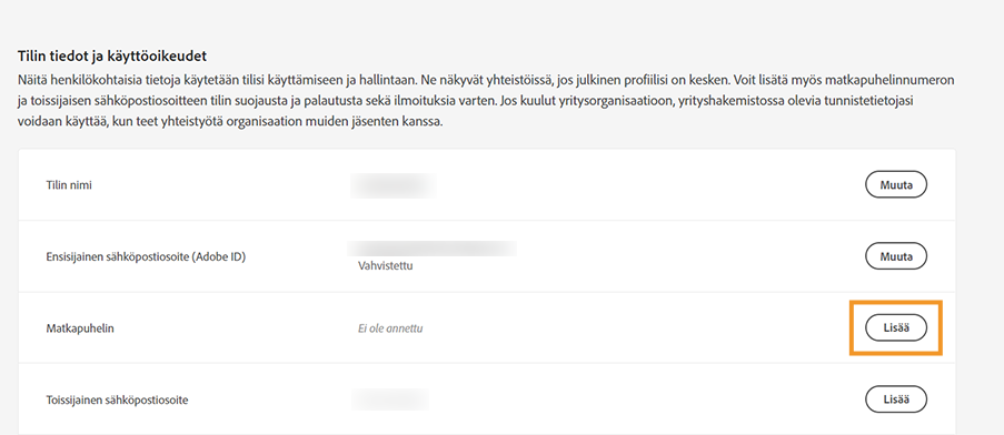 Valitse Lisää puhelinnumeron lisäämistä varten