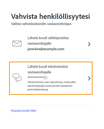 Vahvista henkilöllisyytesi ‑näyttö