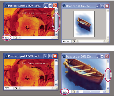 Photoshopin Sovita kaikki -komennon kanssa ja ilman sitä