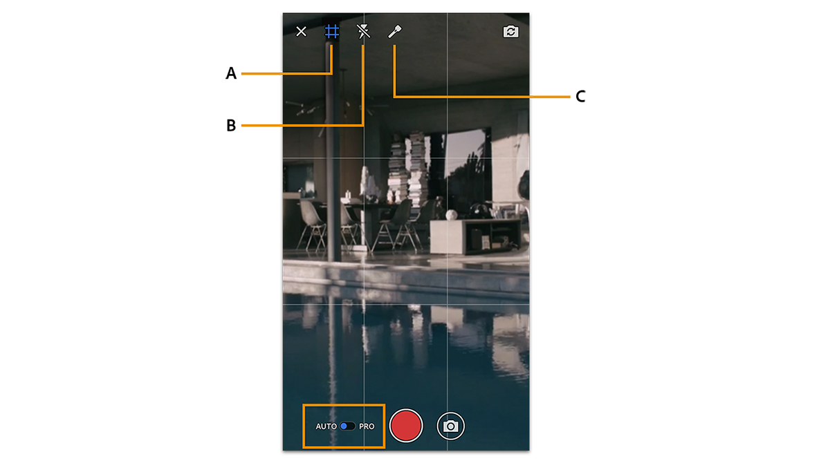Automaattitilan kuvausasetukset Premiere Rushissa