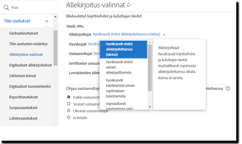 Implisiittisen sisällön asetus