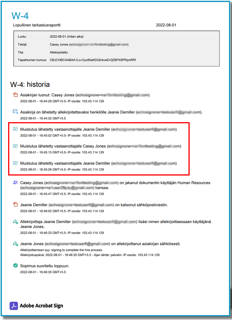Valvontaraportissa ilmoitetut muistutukset.