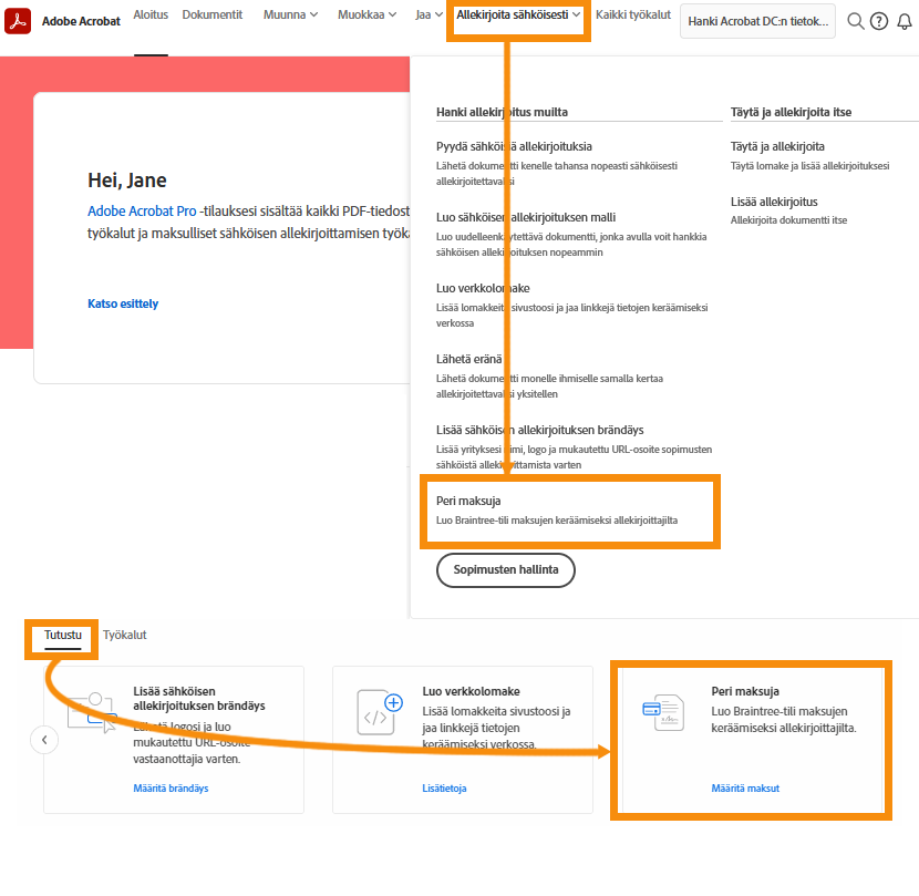 Siirry maksuvalikkoon